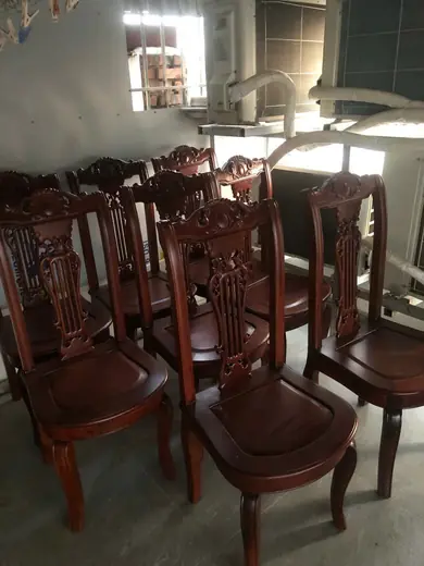 Bộ bàn ghế gỗ chạm khắc đánh màu bóng
