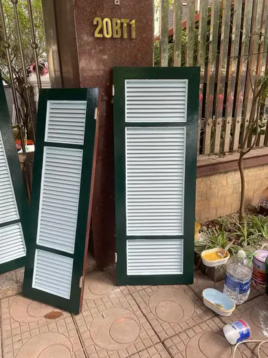 Bộ lá sách khung xanh, nan xanh nhạt mới sơn